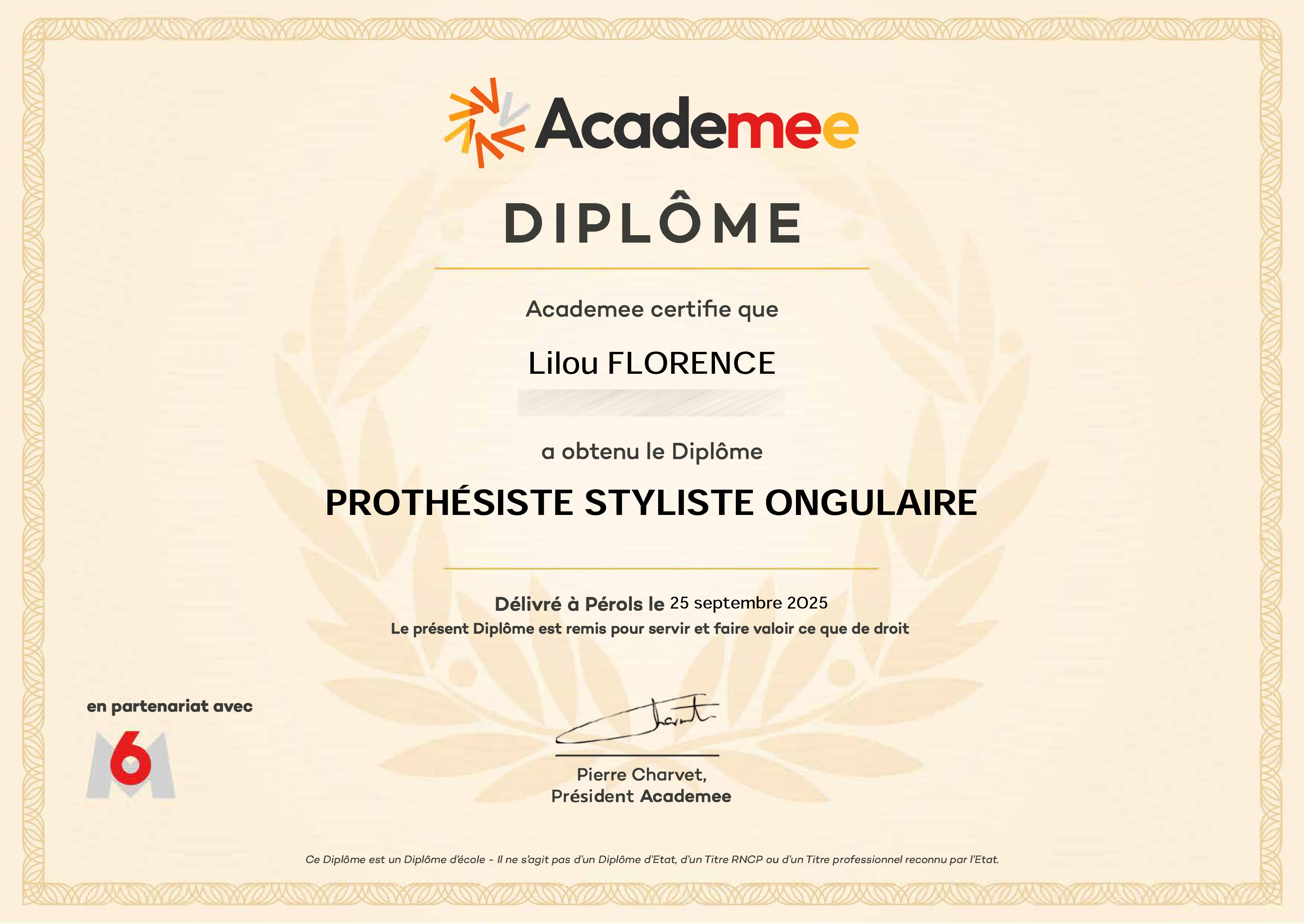 Certificat de Prothésiste Ongulaire